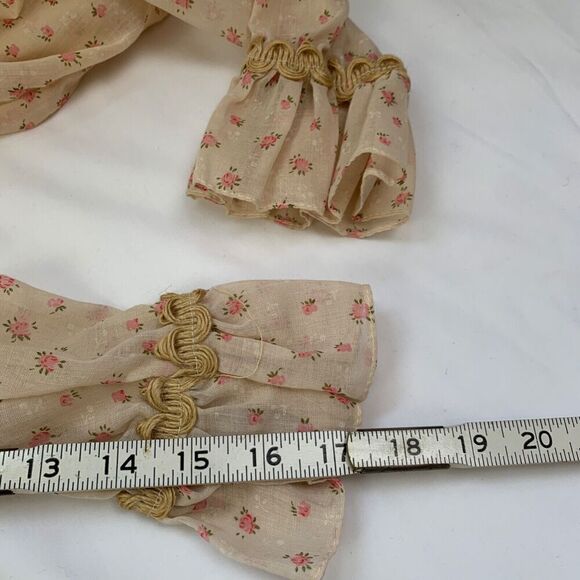 Vtg Floral Maxi Dress Ivory XS Long Sleeve Tiered Prairie Peasant Cottage 70s - Picture 14 of 16